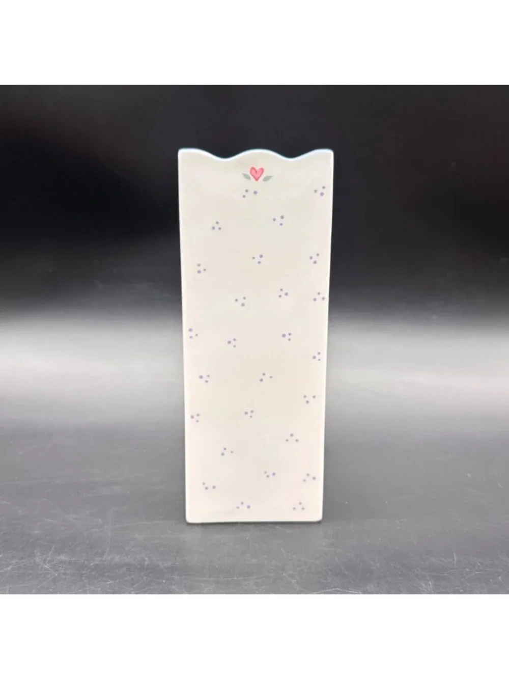 Vintage Vase Lavender Pink Floral Square Ceramic Dana Taiwan Cottage Granny 80s